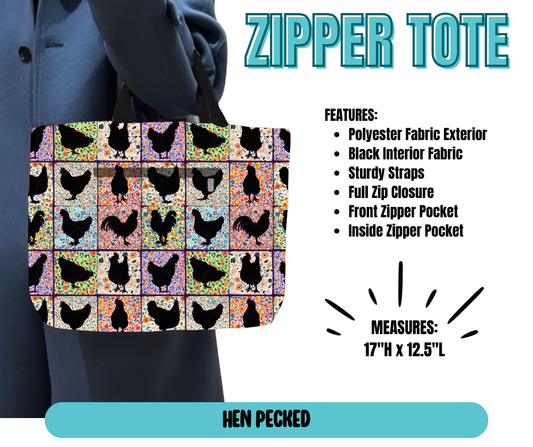 Preorder! Closes 5/21. ETA August. Hen Pecked Zipper Tote