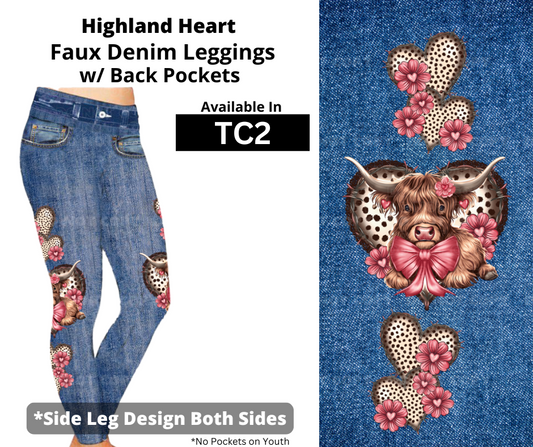 Highland Heart Full Length Faux Denim w/ Side Leg Designs