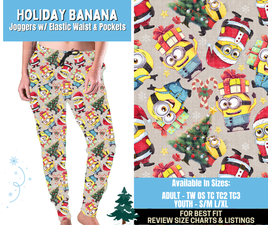 Preorder! Closes 8/28. ETA Nov. Holiday Banana Joggers