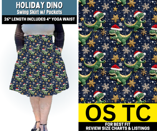 Holiday Dino Swing Skirt