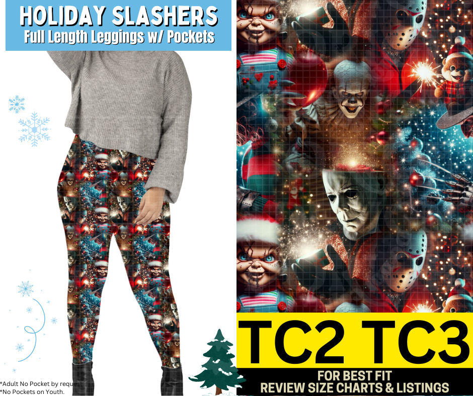 Holiday Slashers Leggings Choose Fleece or Traditional