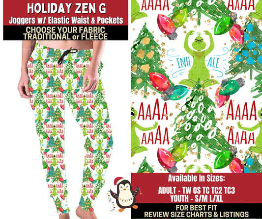 Preorder! Closes 9/4. ETA Dec. Holiday Zen G Joggers Choose Fleece or Traditional