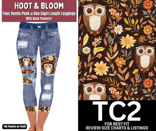 Hoot & Bloom Capri Faux Denim Peekaboo