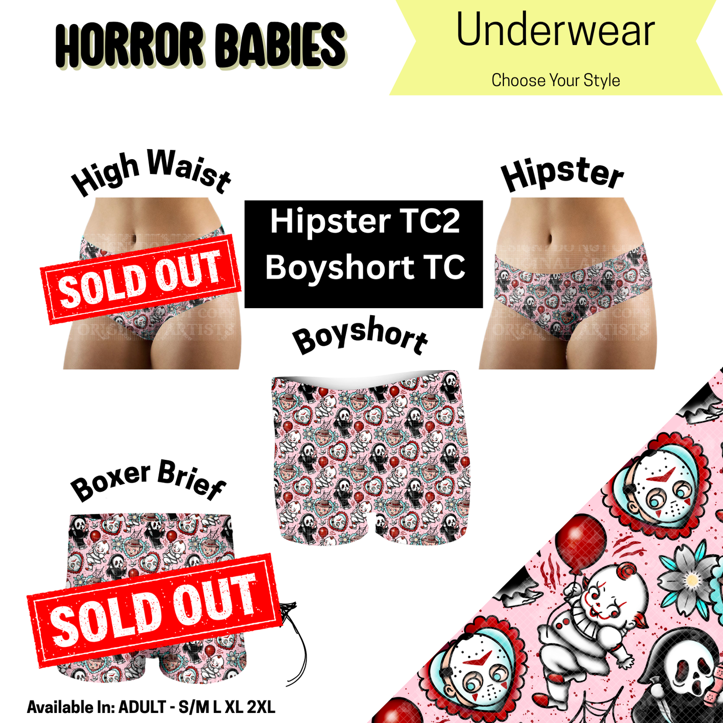 Horror Babies Hipster, Boyshort Underwear