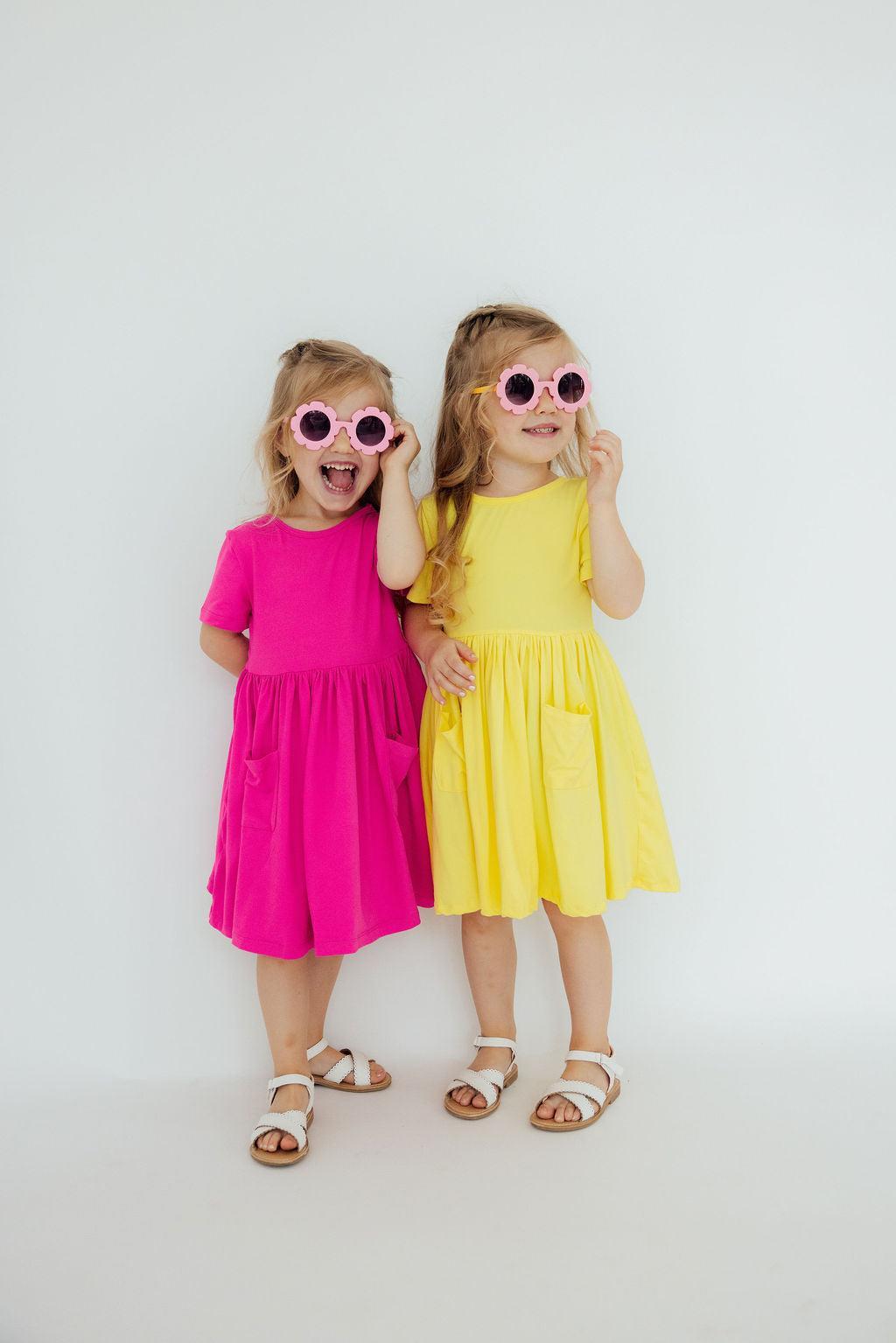 Yellow S/S Pocket Twirl Dress