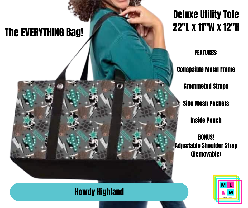 Howdy Highland Collapsible Tote - Alonna's Legging Land