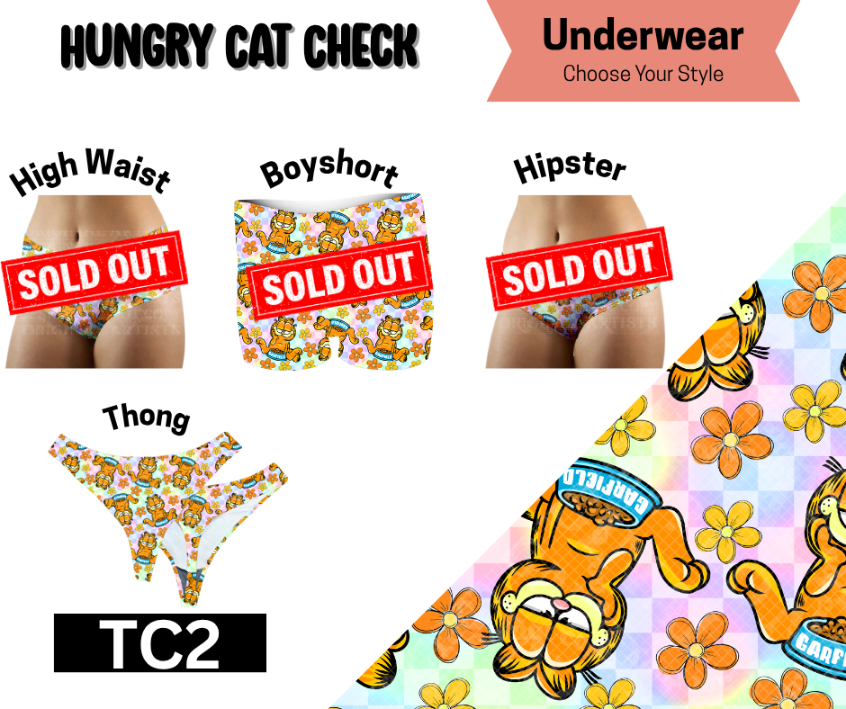 Hungry Cat Check Thong Underwear