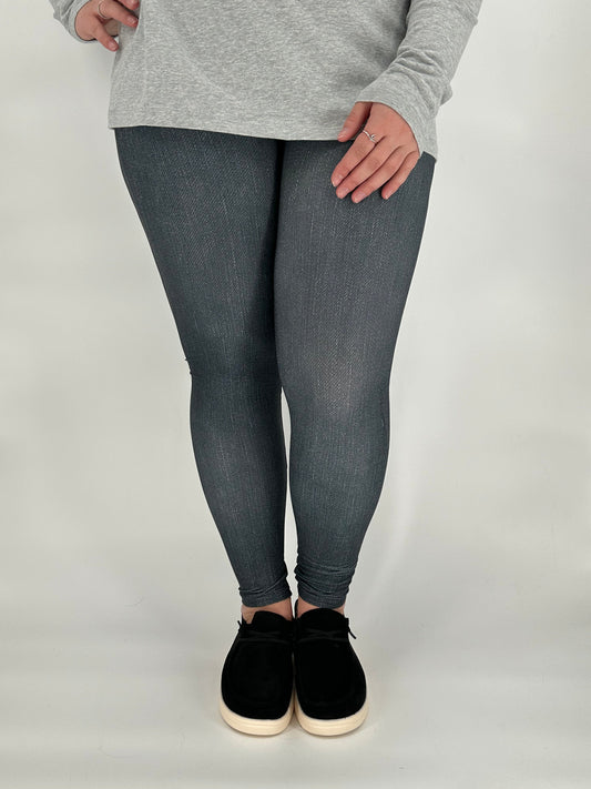 Black Denim Leggings w/ Butt Pockets - Alonna's Legging Land