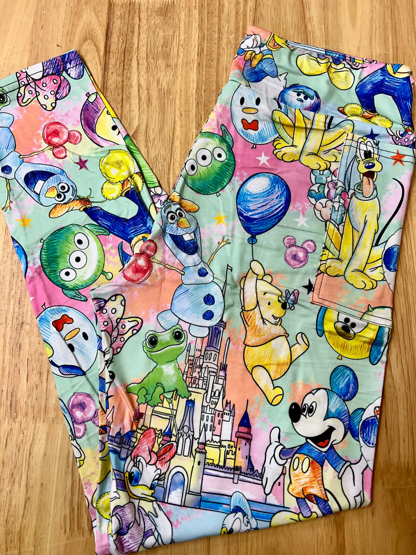 RTS - Colorful Characters Biker/Capris/Leggings with High Side Pockets - Alonna's Legging Land