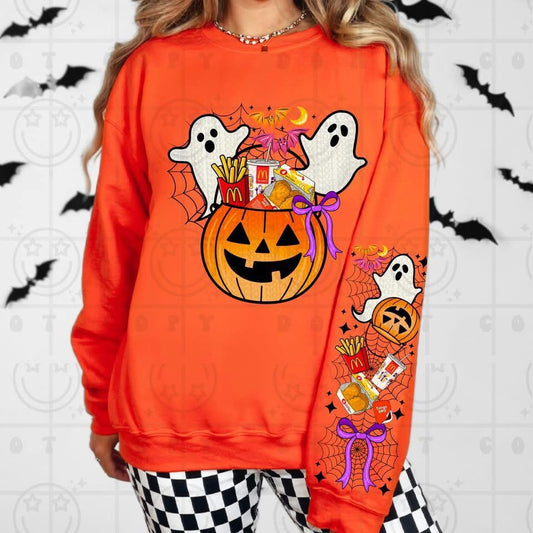 Halloween Candy Front/Sleeve Graphic Sweatshirt OR Long Sleeve Tee