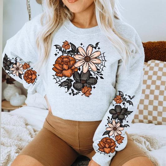 Fall Floral Front/Sleeve Graphic Sweatshirt
