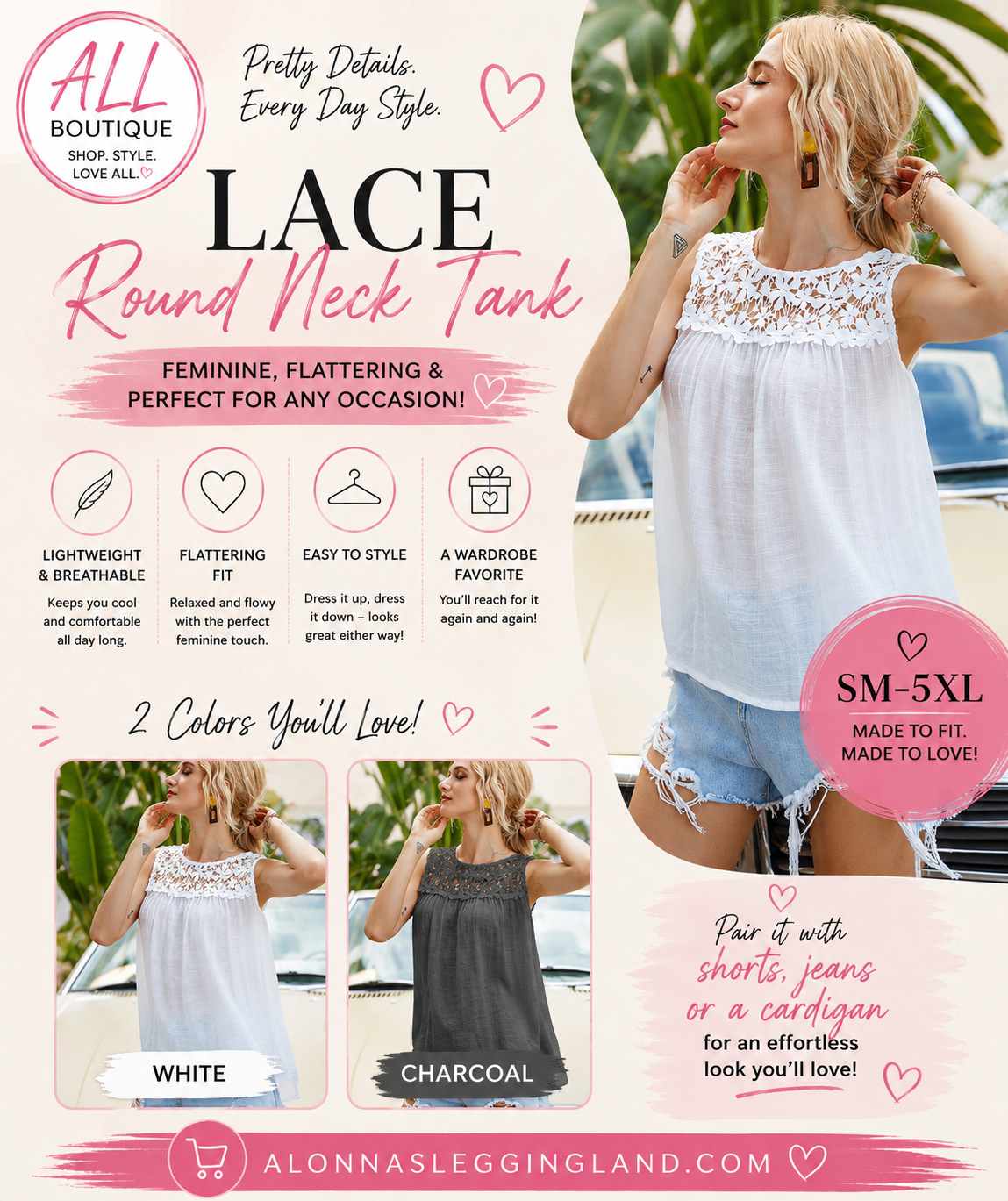Lace Round Neck Tank
