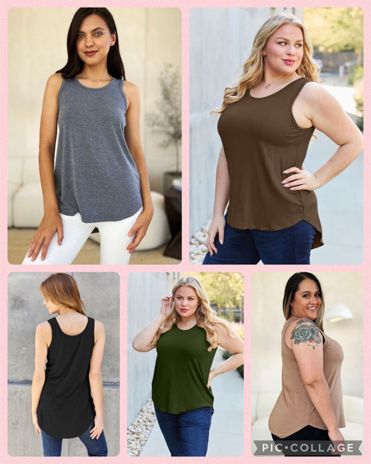 Basic Bae Round Neck Curved Hem Tank