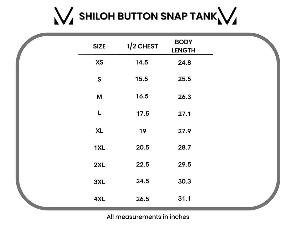 IN STOCK Shiloh Button Snap Tank - Ocean Blue - Alonna's Legging Land