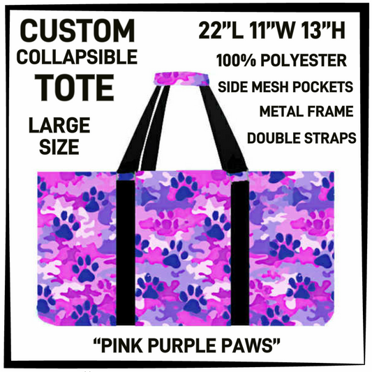 CT16 - Purple Pink Paws Collapsible Tote - Preorder Closing 1/13 ETA: Mid March