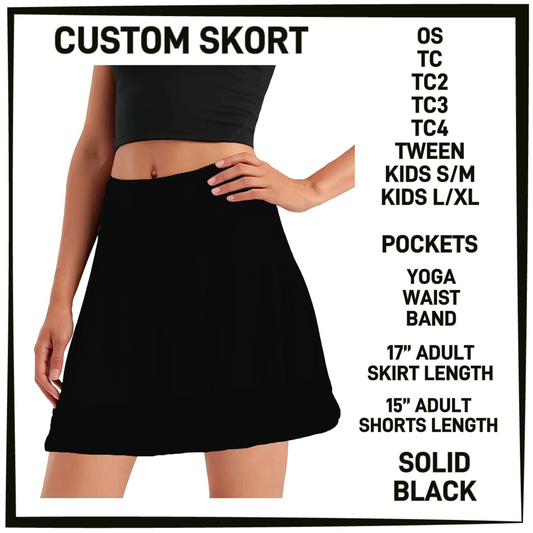 S9MG - Solid Black Skort with Pockets - Preorder Closing 1/29 ETA: Late April