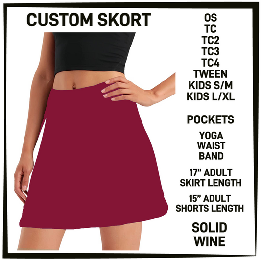 S9MG - Solid Wine Skort with Pockets - Preorder Closing 1/29 ETA: Late April