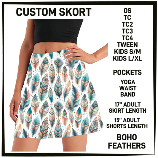 S9MG - Boho Feathers Skort with Pockets - Preorder Closing 1/29 ETA: Late April