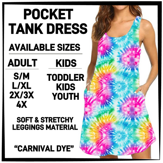 TK6D - Carnival Dye Tank Dress with Side Pockets - Preorder Closing 3/12 ETA: Late May