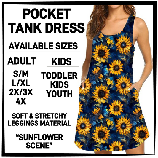 TK6D - Sunflower Scene Tank Dress with Side Pockets - Preorder Closing 3/12 ETA: Late May