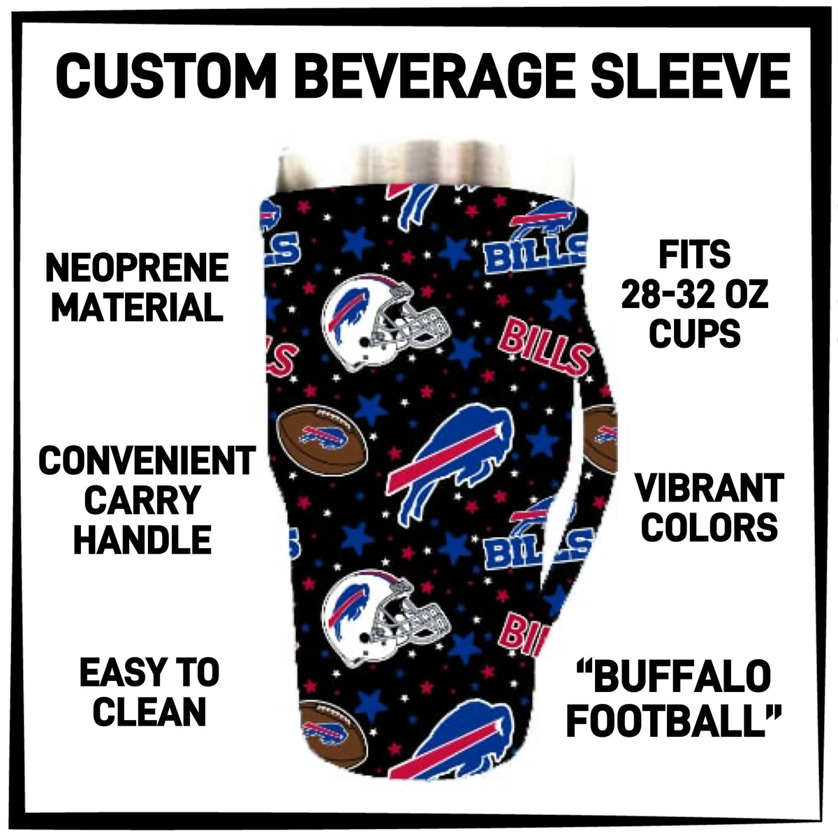 RTS - Buffalo Football 28-32oz Beverage Sleeves