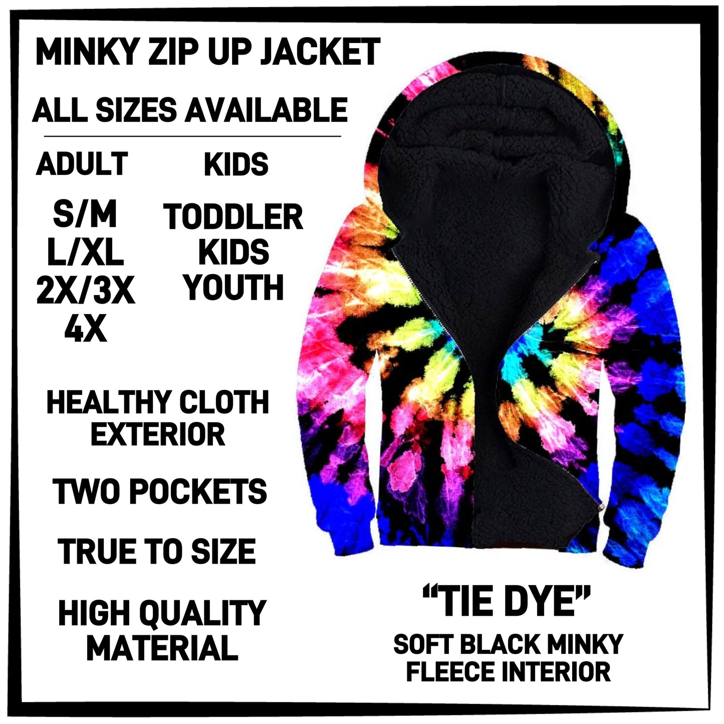 MK3J - Tie Dye Minky Zip Up Jacket - Preorder Closing 12/23 ETA: Late Feb