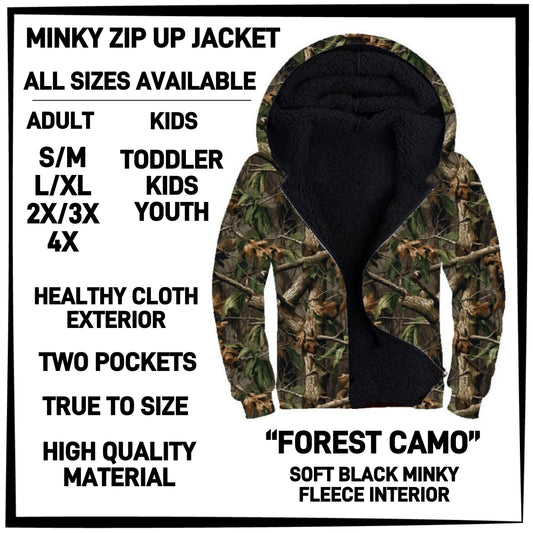 MK3J - Forest Camo Minky Zip Up Jacket - Preorder Closing 12/23 ETA: Late Feb