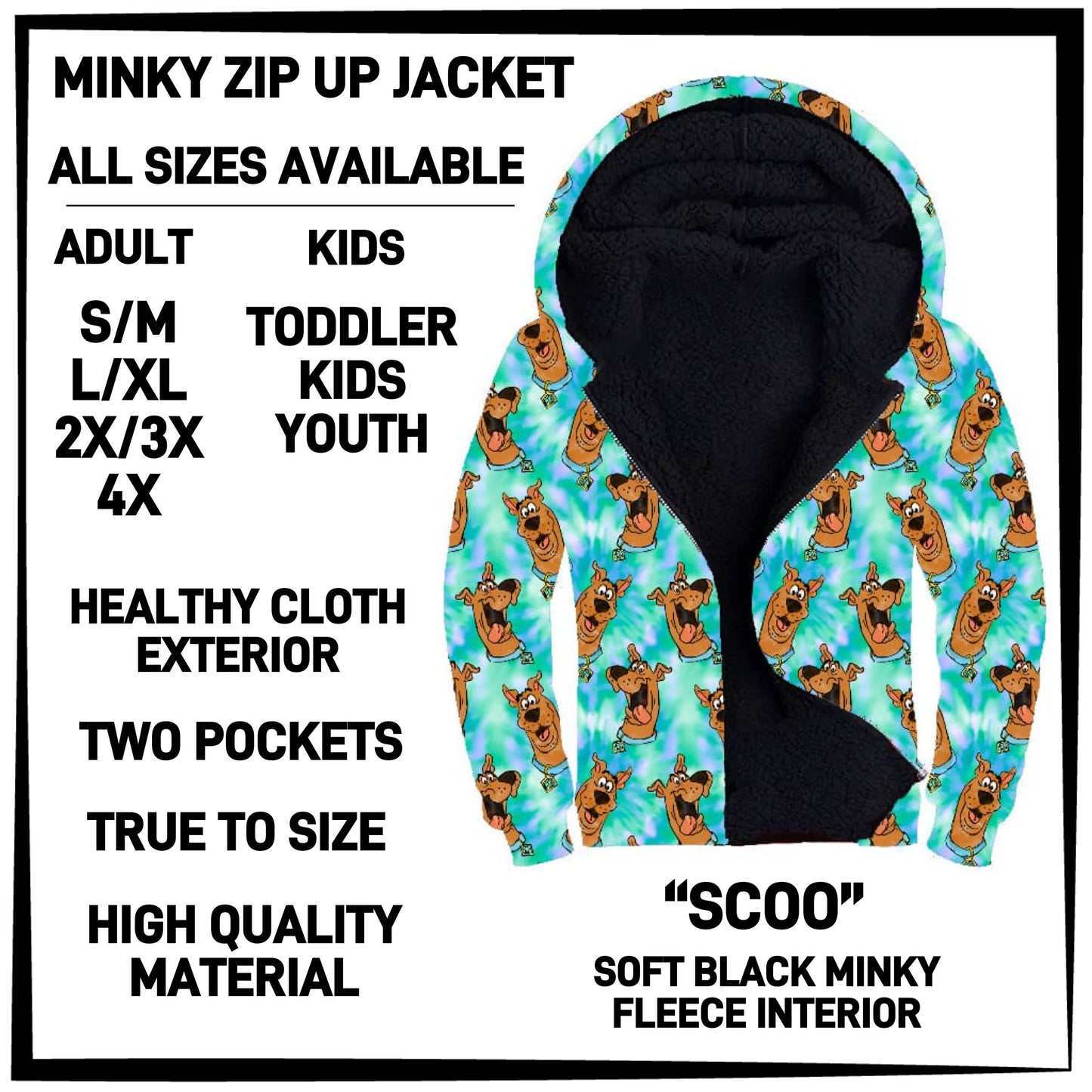 MK3J - Scoo Minky Zip Up Jacket - Preorder Closing 12/23 ETA: Late Feb
