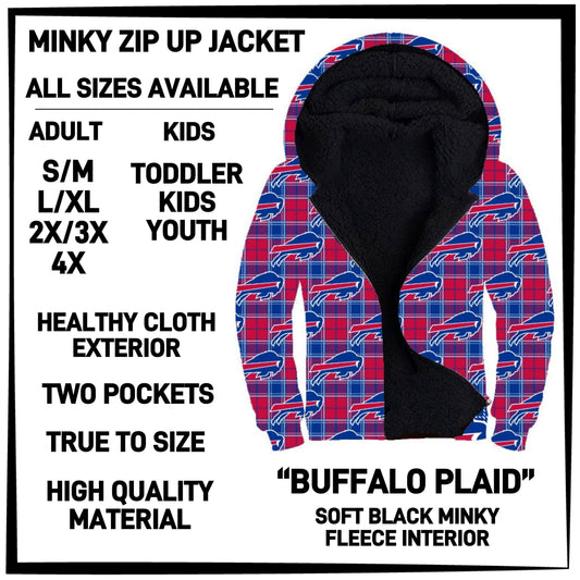MK3J - Buffalo Plaid Minky Zip Up Jacket - Preorder Closing 12/23 ETA: Late Feb