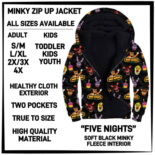 MK3J - Five Nights Minky Zip Up Jacket - Preorder Closing 12/23 ETA: Late Feb