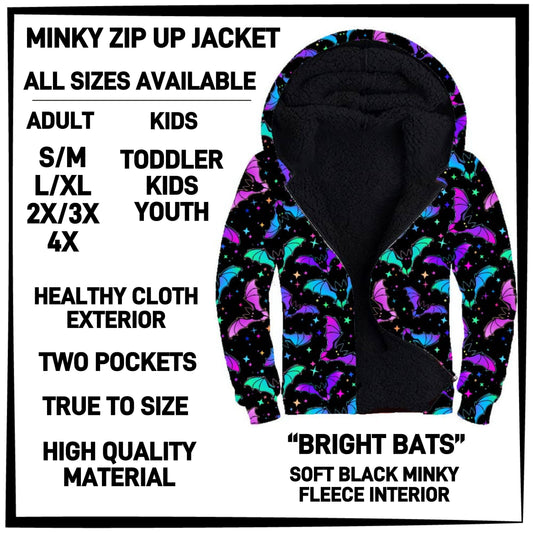 MK3J - Bright Bats Minky Zip Up Jacket - Preorder Closing 12/23 ETA: Late Feb