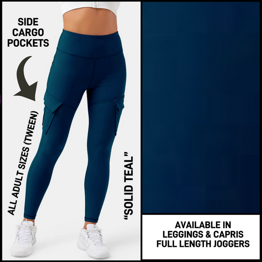 CP3B - Solid Teal Capris/Leggings/Unisex Joggers with Cargo Pockets - Preorder Closing 5/31 ETA: Early July