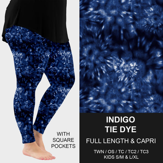 B227 - Preorder Indigo Tie Dye Leggings w/ Pockets (Closes 5/04. ETA: mid July)