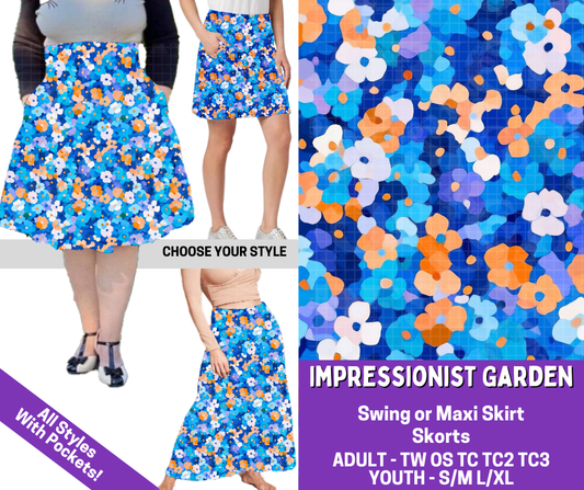 Preorder! Closes 5/27. ETA Aug. Impressionist Garden Combo Skort/Skirt Lengths
