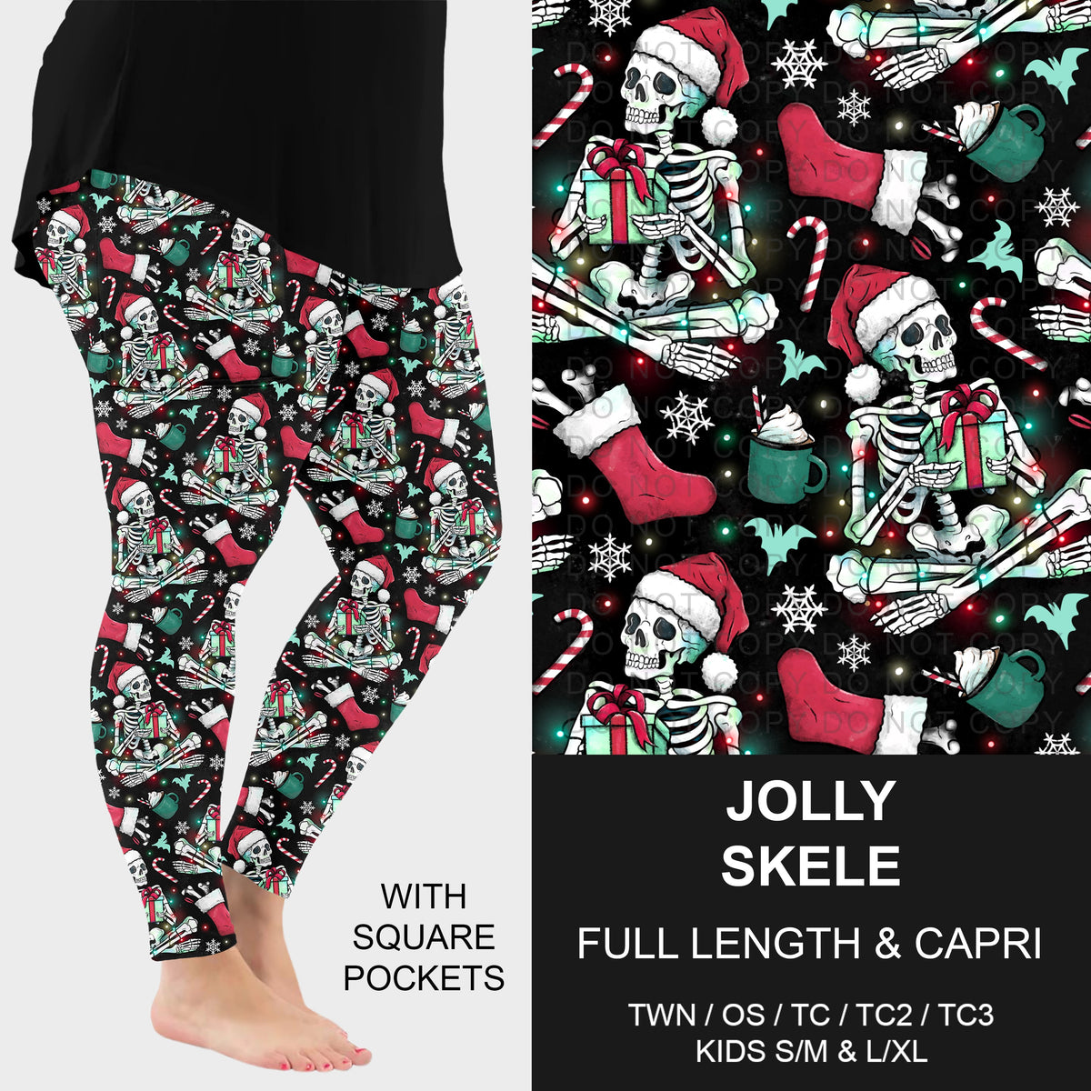 B313 - Preorder Jolly Skele Leggings w/ Pockets (Closes 9/20. ETA: late Nov.)