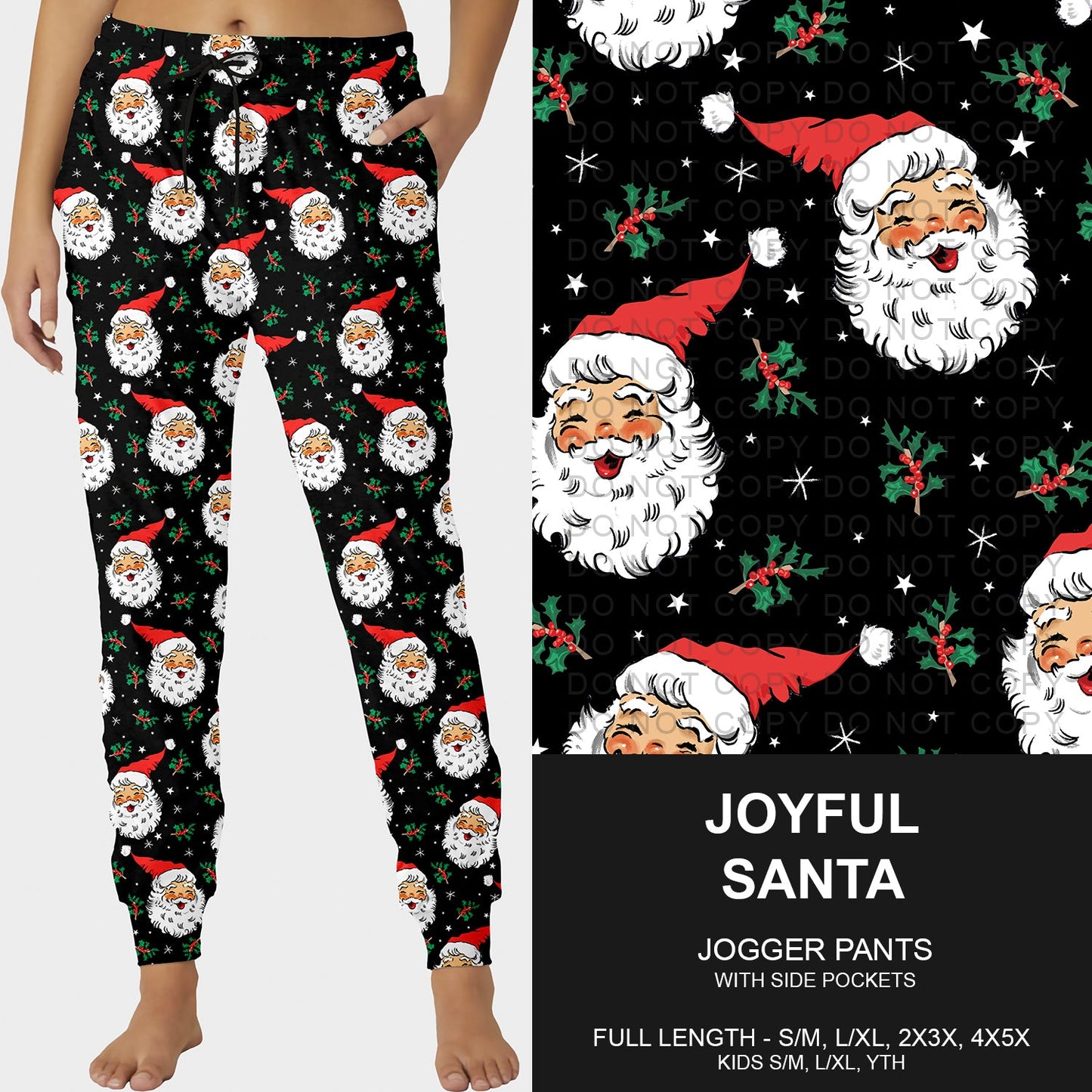 B253 - Preorder Joyful Santa Joggers (Closes 9/28. ETA late Nov.)