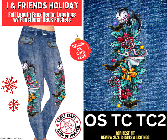 J & Friends Holiday Full Length Faux Denim w/ Side Leg Designs