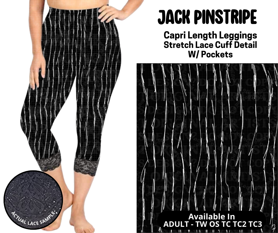 Preorder! Closes 5/12. ETA August. Jack Pinstripe Lace Cuff Capris w/ Pockets