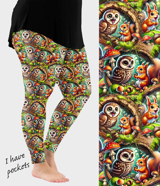 RTS - Joyous Forest Critters Leggings w/ Pockets