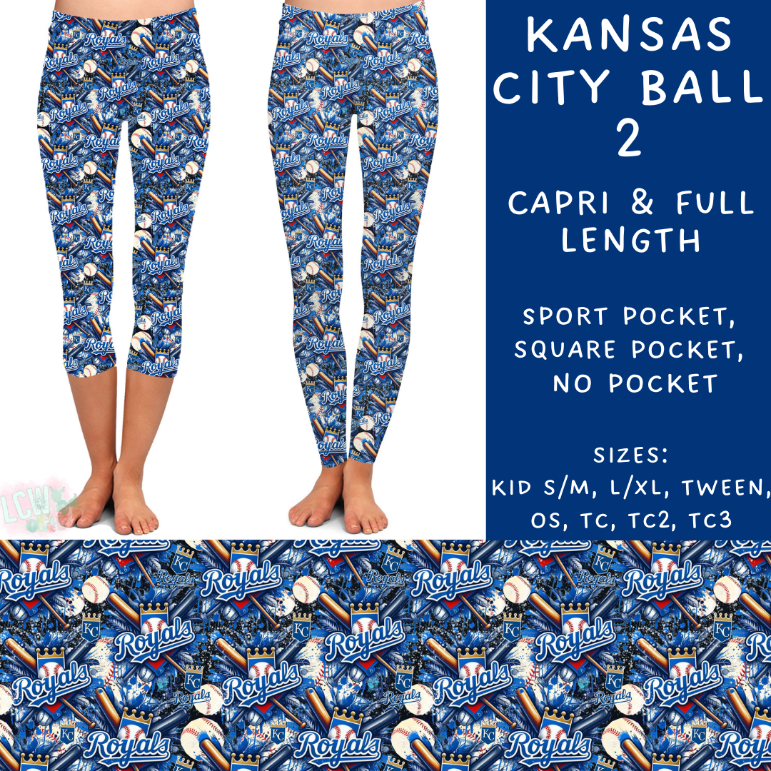 Batch #498 - Strike Out 3 - Closes 3/2 - ETA early May - Kansas City Ball 2 Full and Capri Length Leggings - Alonna's Legging Land