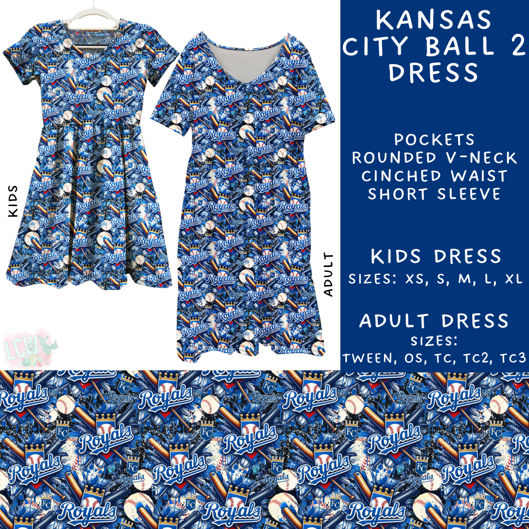 Batch #498 - Strike Out 3 - Closes 3/2 - ETA early May - Kansas City Ball 2 Adult & Kids Dresses - Alonna's Legging Land
