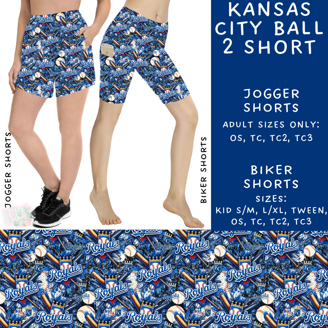 Batch #498 - Strike Out 3 - Closes 3/2 - ETA early May - Kansas City Ball 2 Biker & Jogger Shorts - Alonna's Legging Land