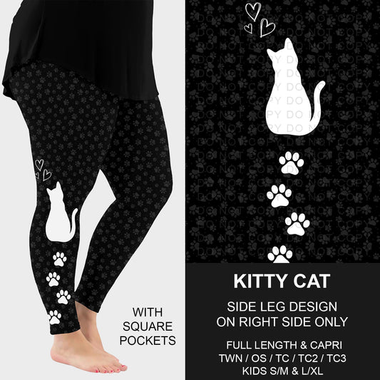 B249 - Preorder Kitty Cat Side Design Leggings w/ Pockets (Closes 8/31. ETA: late Oct.)