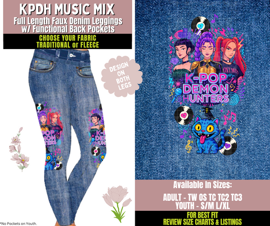 Preorder! Closes 10/8. ETA Dec. KPDH Music Mix Leggings w/ Side Leg Designs Choose Fleece or Traditional