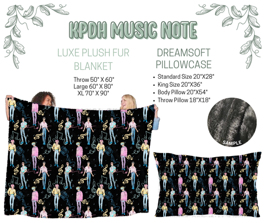 Preorder! Closes 10/9. ETA Dec. KPDH Music Luxe Plush Fur Blanket and/or DreamSoft Pillowcase