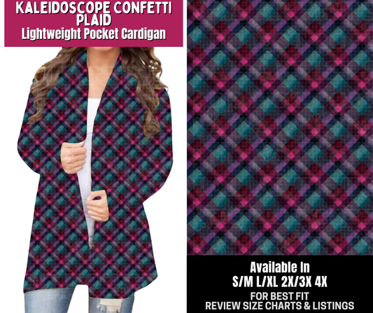 Preorder! Closes 8/6. ETA Nov. Kaleidoscope Confetti Plaid Pocket Cardigan