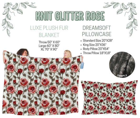 Preorder! Closes 10/9. ETA Dec. Knit Glitter Rose Luxe Plush Fur Blanket and/or DreamSoft Pillowcase