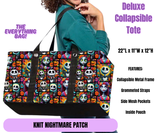 Preorder! Closes 5/19. ETA August. Knit Nightmare Patch Collapsible Tote