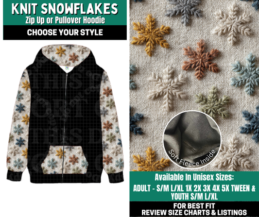 Preorder! Closes 10/27. ETA Jan. Knit Snowflakes Zip-Up or Pullover Hoodie
