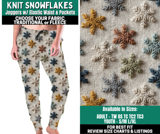 Preorder! Closes 10/27. ETA Jan. Knit Snowflakes Joggers Choose Fleece or Traditional